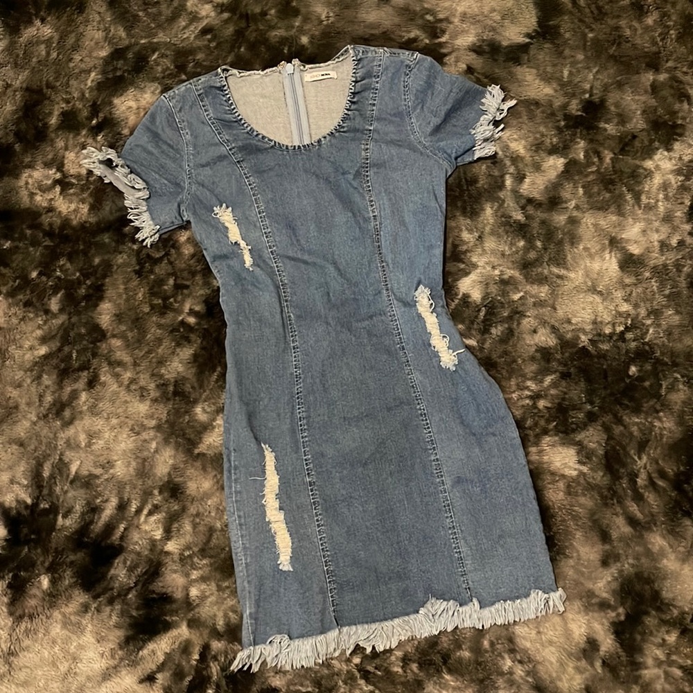FashionNova distressed denim dress